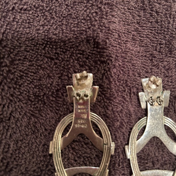 Erika Hult De Corral RIC Modernist Sculptural Sterling Silver Earrings Mexico - Picture 5 of 5